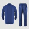 Blue 2 Pcs suit set, Lapel collar and draw string stylish pants