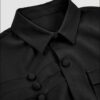 Black 2 Pcs suit set, Lapel collar and draw string stylish pants