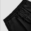 Black 2 Pcs suit set, Lapel collar and draw string stylish pants