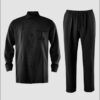 Black 2 Pcs suit set, Lapel collar and draw string stylish pants
