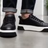Black white think sole sneaker