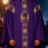 Purple Clerical Robe Set With A Sash & Shawl
