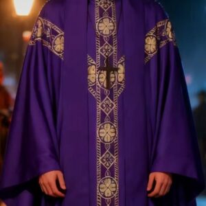 Purple Clerical Robe Set With A Sash & Shawl