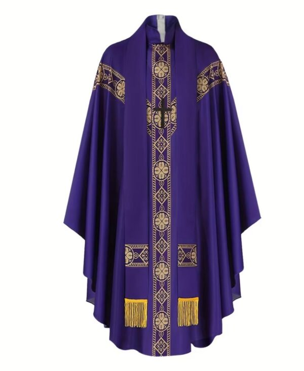 Purple Clerical Robe Set With A Sash & Shawl