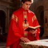 Red Clerical Robe Set With A Sash & Shawl