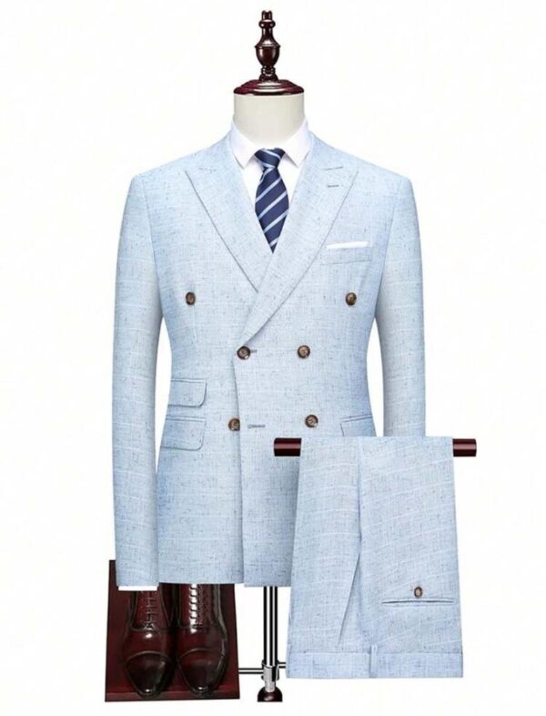 Baby blue plain double breasted suit