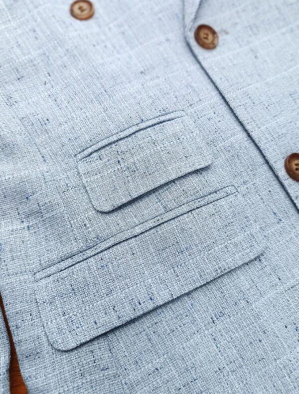 Baby blue plain double breasted suit