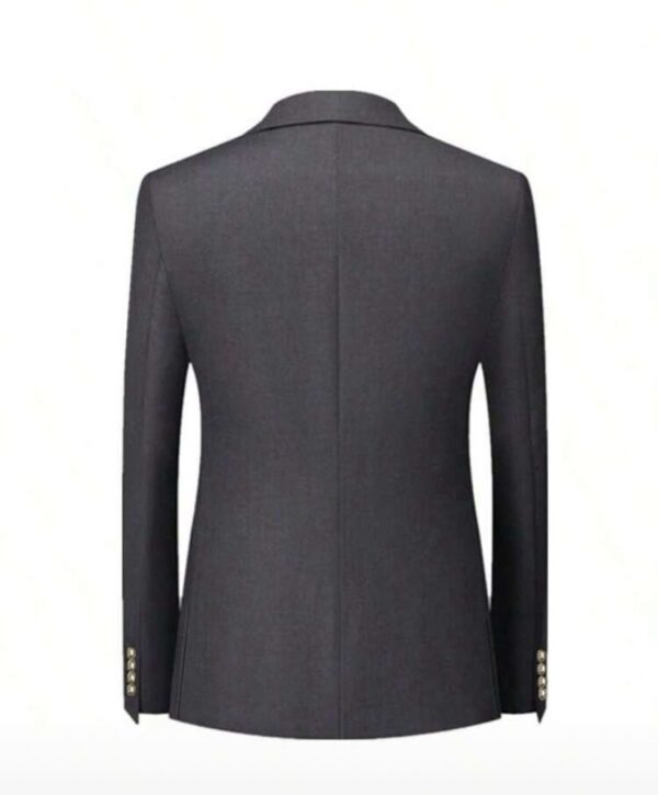 Dark gray plain double breasted suit