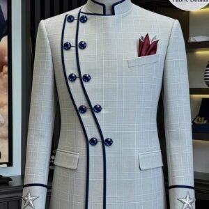 Gray checkered double breasted suit