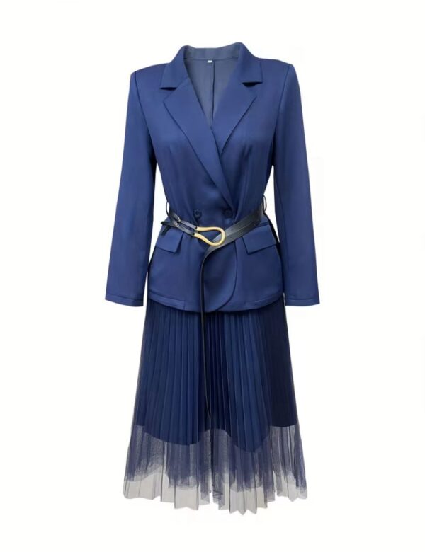 Summer/Autumn Elegant Fashion Blazer And Mesh Half Skirt 2pcs Set for ladies