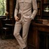New Brown Chinese Collar Suit